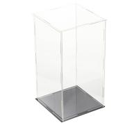 HONITANO Boîte D'exposition en Acrylique Transparent Fond Noir, Dimensions 15 X 15 X 30 Cm, Vitrine Carrée pour Objets de Collection, Rangement Modèle et Protection Anti-poussière