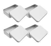 HONITANO Boîte Vide en Fer Blanc Lot de 4 Boîte Rectangulaire Portable Couvercle à Charnière pour Organiser Bonbons Snacks Jouets pour Mariage Fête 4,32X2,55X1 Cm