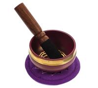 HONITANO Bol Chantant de Cuivre Artisanal Bol Bouddhiste Décoratif avec et Tapis Coloré Accessoire Spirituel pour Relaxation et Pratiques de Yoga