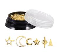 HONITANO Breloques pour Ongles Étoiles et Lunes en Alliage Or 3d Boîte de Rangement, Décoration Nail Art pour DIY Bijoux et Manucure Élégante