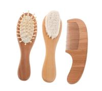 HONITANO Brosse à Cheveux Garçon Fille Laine Douce et Naturel Peigne pour Garçon Fille Massage Du Chevelu Kit Coiffure Complet Nés et Tout-petits Portable et Sécuritaire