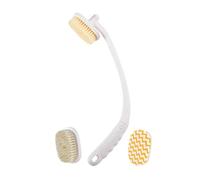 HONITANO Brosse de Corps à Long Manche Antidérapante pour Exfoliateur Doux pour Peau Sensible pour Personnes Âgées avec Poignée Incurvée Ergonomique et Têtes de Rechange