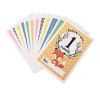 HONITANO Cartes Bébé Animaux 12 Pièces Accessoire de Photographie Double Face Cartes Mensuelles Suivi de Croissance Bébé en Papier Cartonné Présent pour Maman et -né Coffret Présent