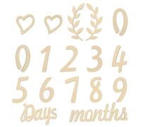 HONITANO Cartes Étapes pour -Né en Bois 17 Pièces Chiffres 0-9 Mots Jours Mois Années Accessoires Photo pour Suivi Croissance Bébé et Articles de Fête d'Anniversaire