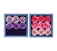 HONITANO Coffret Présent 2 Boîtes Bouquet de Savons Roses Dégradées 9 Fleurs Savonnette Multicolores Arôme Léger et Solide Présent Saint-Valentin et Détente Bain Boîtes Élégantes et