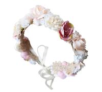 HONITANO Couronne Fleur Hawaïenne Beige Simulant Fleurs Naturelles Guirlande de Plage Confortable pour Mariage Fête Séance Photo et Déguisement