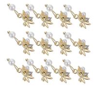 HONITANO Décorations Ongles Soi-même 12 Pièces Pendentifs Perle Doré Métal Accessoires Manucure pour Nail Art Fête et Usage Quotidien