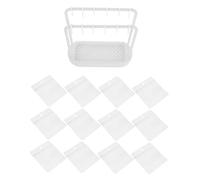 HONITANO Dollhouse Garment Rack with Large Transparent Bags and Hooks Plastic Doll Clothes Storage Organizer and Lapel Pin Display Holder for