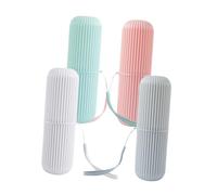 HONITANO Ensemble de 4 Étuis à Brosse à Dents de Voyage Compact en Polypropylène, Porte-Dentifrice Résistant aux Chocs, Couleurs Gris Blanc Rose Vert d'eau, Camping Sport Hôtel Maison,