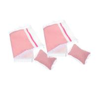 HONITANO Ensemble Literie Miniature pour Maison de Poupée 2 Pièces Drap-Housse et Oreiller Rose Accessoires de Chambre Poupée Kit Décoratif et Fonctionnel Linge de Lit Doux