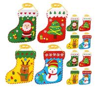 HONITANO Kit Diy 12 Pièces Chaussettes NoëL En Feutrine Multicolore Pour Enfants Jouet ÉDucatif Créatif Décoration Fête Manuelle 19X17 Cm