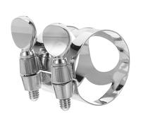 HONITANO Ligature Nickelée à Double Vis pour Clarinette Soprano Sib, Clip de Réglage, Accessoire Instrument Musique pour Maintien Embouchure, Compatible Bec Clarinette, Finition Argentée
