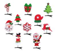 HONITANO Lot de 10 Pinces à Cheveux de Noël pour Filles en Tissu Non Tissé et Alliage, Design Adorable Père Noël, Renne et Bonhomme de Neige, pour Décoration Quotidienne et Plusieurs styles