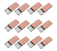 HONITANO Lot de 12 boîtes de rangement en fer-blanc avec couvercle coulissant : organisateur rectangulaire de 6,1 x 3,3 x 1 cm pour rouges à lèvres, gloss, savons, petits accessoires et petits