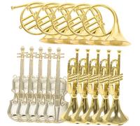 HONITANO Lot de 15 Décorations d'Instruments de Musique Miniatures en Plastique Doré pour Sapin de Noël - Violon Trompette et Cornet - Ornement Suspendu pour Décoration Festive Intérieure