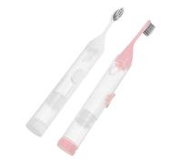 HONITANO Lot de 2 Brosses à Dents de Voyage Pliables à Poils Souples, Mini Format Portable avec Compartiment de Rangement Blanc et Rose, Ensemble Pratique Camping, Randonnée et