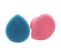 HONITANO Lot de 2 Brosses Manuelles en Silicone Cœur pour Visage et Cuir Chevelu Massage et Nettoyage Doux Couleurs Rose Transparent et Bleu Accessoires Hygiéniques pour Soins du Cuir