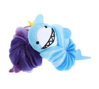 HONITANO Lot de 2 Éponges de Bain Mignonnes pour Garçon et Filles, Loofah Exfoliant Doux en Maille, Motifs Sirène Violet Couronne et Requin Bleu, Accessoire de Ludique et Protecteur