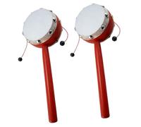 HONITANO Lot De 2 Hochets à Main Tambour En Bois 7 Cm Double Face Peau De Mouton Peint Blanc Pour Bébés Jouet Musical Éveil Sensoriel Percussion Garçon Et Filles