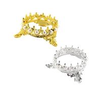 HONITANO Lot de 2 Porte-stylos pour Nail Art Couronne en Alliage et Nacre, Support Décoratif Doré et Argenté, Accessoire de Manucure pour Artistes Ongulaires et Salons Professionnels