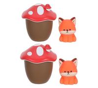 HONITANO Lot de 2 poupées Russes Renard à empiler : Jouets d'animaux dans Une cachette Champignon - Figurines de Renard pour Enfants (garçons et Filles), décoration de Pâques et