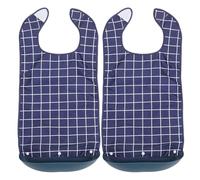 HONITANO Lot De 2 Protège-Vêtements Lavables Avec Bavoir Récupérateur De Miettes Idéal Pour Les Personnes Âgées Bavoir Pour Adulte Bleu Marine