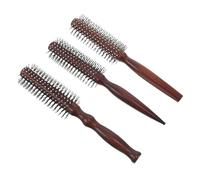 HONITANO Lot de 3 Brosses Rondes en Bois Brun-roux Poils en Nylon, Brosse Sèche pour Brushing, Fer à Friser pour Frange, Peigne Volumisant pour Cheveux Bouclés, Coiffage