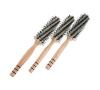 HONITANO Lot de 3 Set de Brosses Rondes à Cheveux en Poils de Sanglier avec Manche en Bois, Petites Tailles pour Brushing et Coiffage Professionnel, Brosses à Friser pour Cheveux