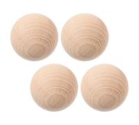 HONITANO Lot de 4 Boules de Croquet en Bois Naturel 6 Cm, Boules Artisanales Rondes pour Jeux de Jardin et Loisirs Créatifs, Balles de Bois Dur pour Équipement Croquet Extérieur