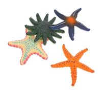 HONITANO Lot de 4 Étoiles de Mer en PVC Robuste Modèles Décoratifs Colorés Bleu Marine, Orange, Vert Menthe et Vert Foncé Jouets Plage et Décoration Intérieure pour Aquarium et Fête