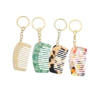 HONITANO Lot De 4 Mini Peignes Porte-clés En Acétate 5,3 Cm x 3,1 Cm, Peignes à Dents Larges Démêlants, Portables Pour Cheveux Bouclés, Usage Voyage Et Quotidien