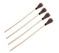 HONITANO Lot de 4 Pinceaux à Aquarelle en CRIN de Cheval Manche en Bois, Faciles à Nettoyer et Maniables, Peinture sur Tissu Ateliers D'artistes Débutants