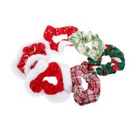 HONITANO Lot de 6 Élastiques à Cheveux de Noël avec Bordure en Fausse Fourrure Blanche Accessoires pour Coiffure Festive Couleurs Assorties pour Queues de Cheval et Chignons