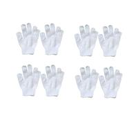 HONITANO Moufles de Bain Exfoliants pour Gommage Corporel et Toilette Quotidienne pour Garçon et Filles en Nylon Blanc, 8 Pièces, Double Face avec Manchette Lâche