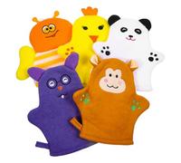 HONITANO Moufles De Bain Réutilisables En Coton Pour Garçon Et Filles Lot De 5 Pièces Moufles Exfoliants Doux De Fruit Couleur Vive Pour Bain