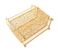 HONITANO Organisateur de Pinceaux de Maquillage en Fer Forgé Doré 16,5 X 15,5 X 8 Cm, Support Multi-tailles pour Pinceaux et Stylos, Pot à Stylo Élégant pour Coiffeuse et Bureau,