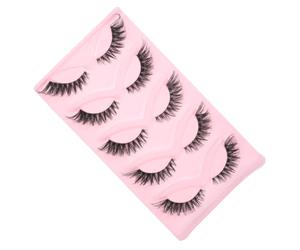 HONITANO Pack de 5 Paires de Faux Cils Style Fox Eye en Matériau Synthétique Noir, Légers et Confortables, Vie Quotidienne Fêtes