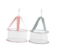 HONITANO Panier à Linge Suspendu Filet 20 Cm Nylon Léger Pliable Accessoire Séchage du Linge Maison Lot 2 Pièces Couleurs Rose Poudré et Vert Matcha pour Buanderie Salle de Bain