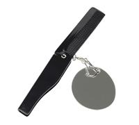 HONITANO Peigne De Poche Pliable Pour Hommes Avec Miroir Oval Peigne à Dents Fines Accessoire De Voyage Pratique Porte-clé