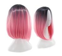 HONITANO Perruque Bob Femme Dégradé de Couleur Rose Perruque Synthétique Cosplay Courte et Température Confortable et Respirante pour Événements Spéciaux