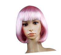 HONITANO Perruque Bob Rose Pour Femme Avec Frange Lisse Et Courte Adaptée Pour Cosplay Fêtes Et Soirées