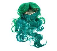 HONITANO Perruque Longue Bouclée Synthétique Verte Cosplay Confortable et Respirante Style Naturel et Toucher Doux Adaptée Fête et Usage