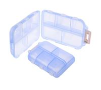 HONITANO Pilulier de Voyage Portable 2 Pièces, Petit Pilulier à 2 Compartiments Transparents, Étui à Pilules Hermétique Bleu Ciel, Organiseur de Remède pour Poche et Trousse de Voyage,