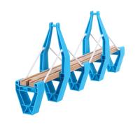 HONITANO Pont Ferroviaire Suspendu Double en Bois : Accessoires de Voie Ferrée avec Pylônes de Support en Plastique Bleu pour Les Tout-Petits Et Les Enfants - Jeu de Pont Ferroviaire Facile à