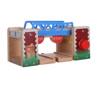 HONITANO Pont Levant Jouet Éducatif pour Garçon Et Filles, Accès Voie Ferrée en Bois, Complément Circuit Train Ferroviaire Miniature, Accessoire Portable