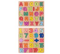 HONITANO Puzzle Éducatif Lettre et Chiffres Bois Jeu de Correspondance Alphabet Capital et Numéros Éveil pour Garçon Fille Dès Ans Puzzle Sensoriel Montessori Sûr