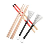 HONITANO Set de Baguettes de Batterie avec Balais Fil pour Kit Batterie Percussion Jazz Poignée Confortable Sac Velours Rouge Adapté Aux Batteries Personnalisées