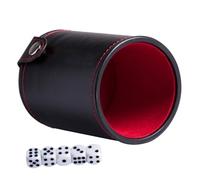HONITANO Set de Gobelet à Dés Double Couche Cuir PU avec Dés Compact et Rangement Pratique pour Jeux de Société Divertissement Club Ktv et Bar