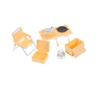 HONITANO Set de Jeu de Camping Garçon Fille Miniature Jaune avec Chaise Pliante Table de Pique et Réchaud Compact pour Jeu Imitation Extérieur et Intérieur pour Apprentissage Créatif