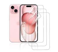 HonJenSeoa Film de Protection d'écran Hydrogel pour iPhone 15, 3 Pièces TPU Souple Transparent HD Anti-Bulles Anti-Rayures Anti-Traces de Doigts Auto-Réparatrice
